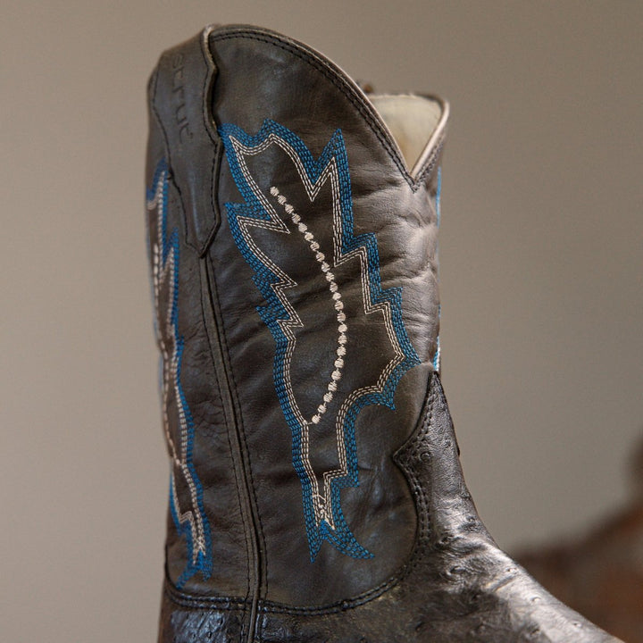 Bota Couro De Avestruz Legitimo Bico Redondo - Strut