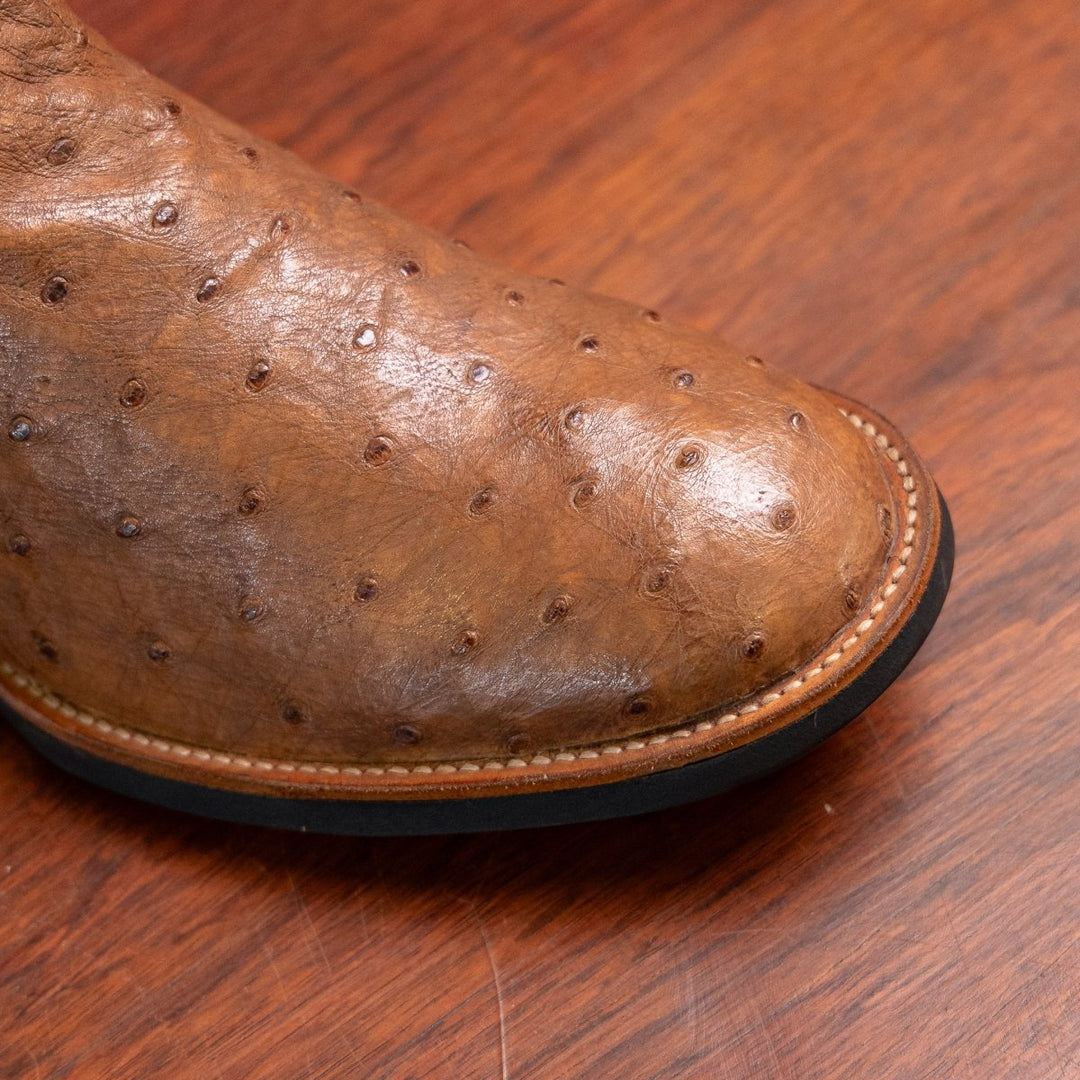 Bota Couro De Avestruz Legitimo Bico Redondo - Strut