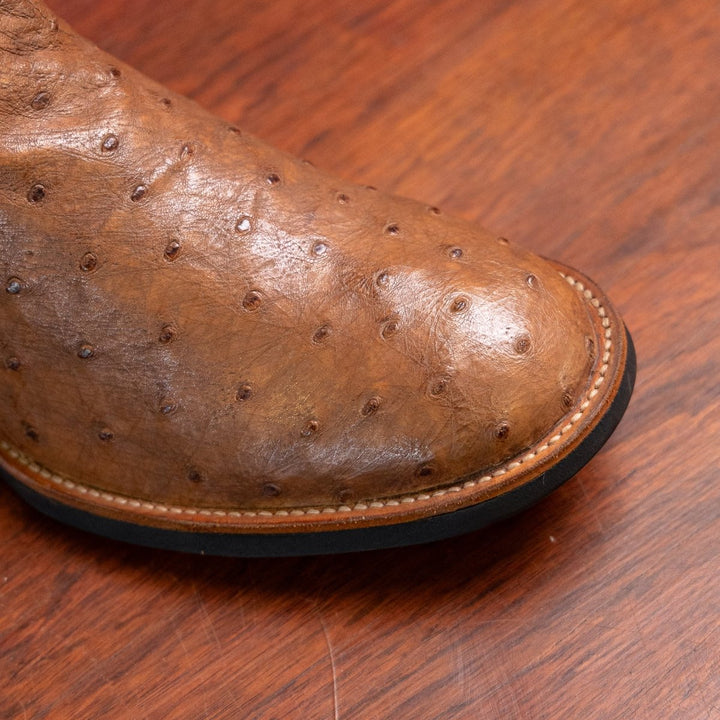 Bota Couro De Avestruz Legitimo Bico Redondo - Strut