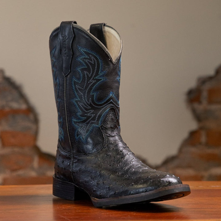 Bota Couro De Avestruz Legitimo Bico Redondo - Strut