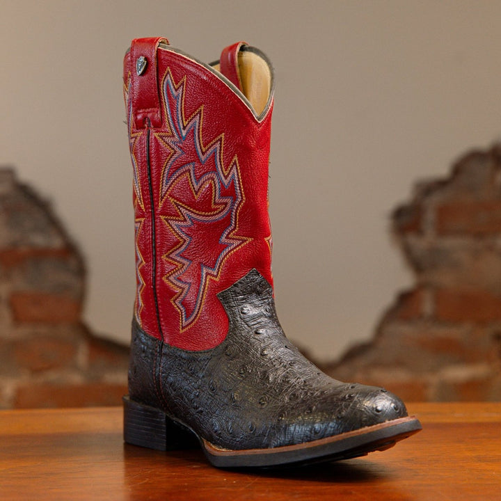Bota Couro De Avestruz Legitimo Bico Redondo - Strut