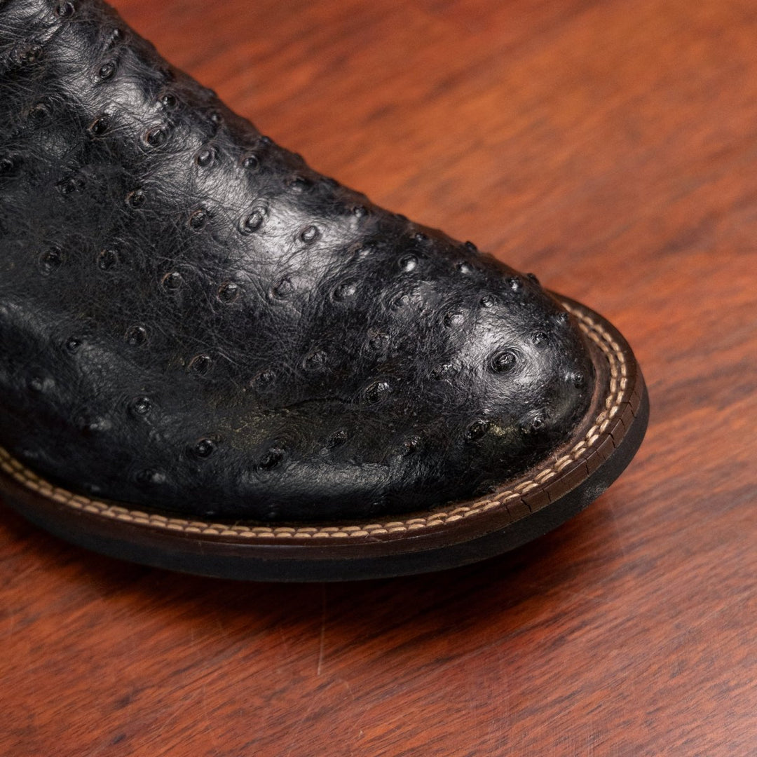 Bota Couro De Avestruz Legitimo Bico Redondo - Strut