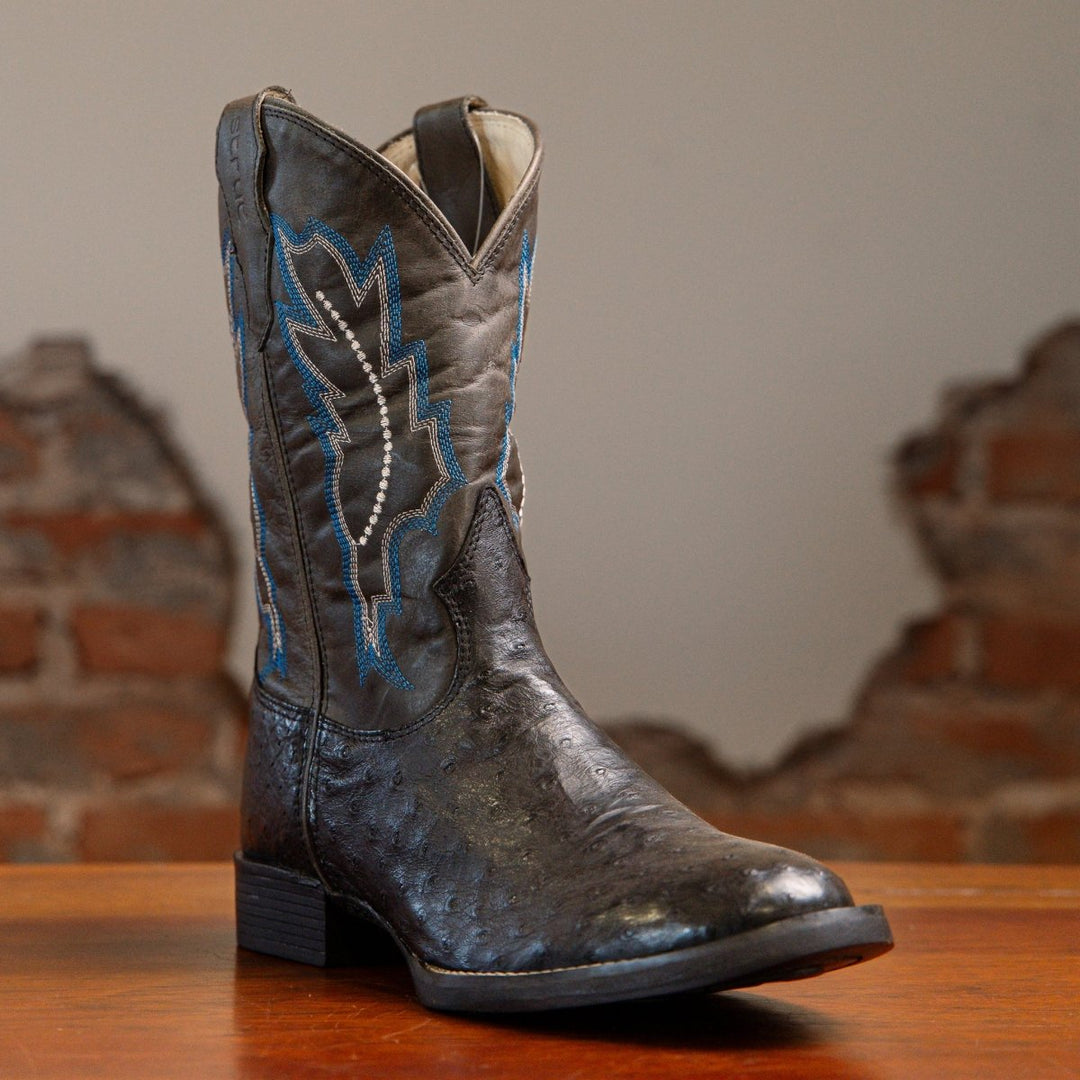 Bota Couro De Avestruz Legitimo Bico Redondo - Strut