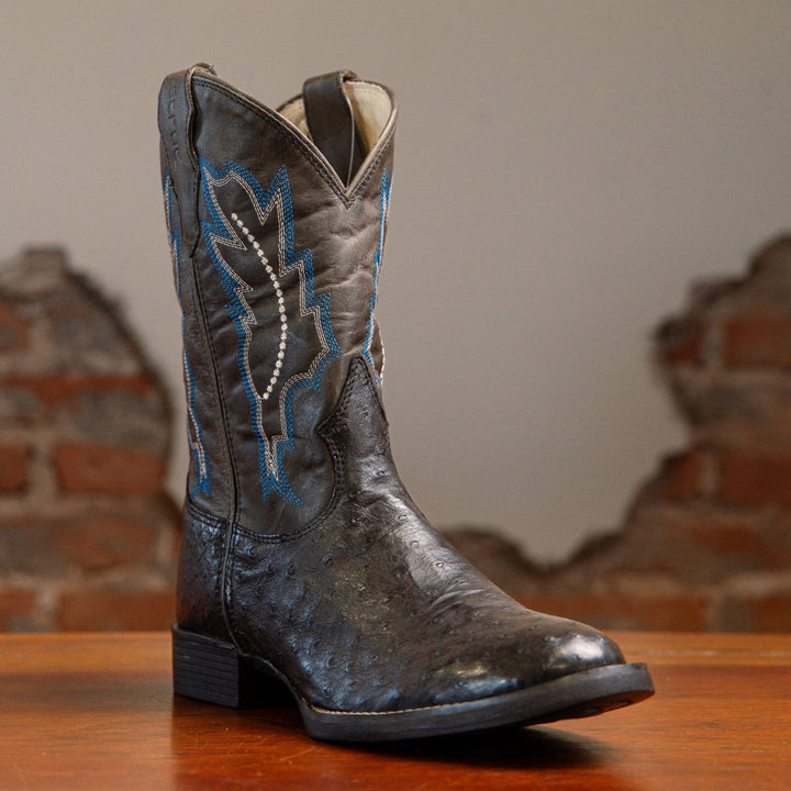 Bota Couro De Avestruz Legitimo Bico Redondo - Strut