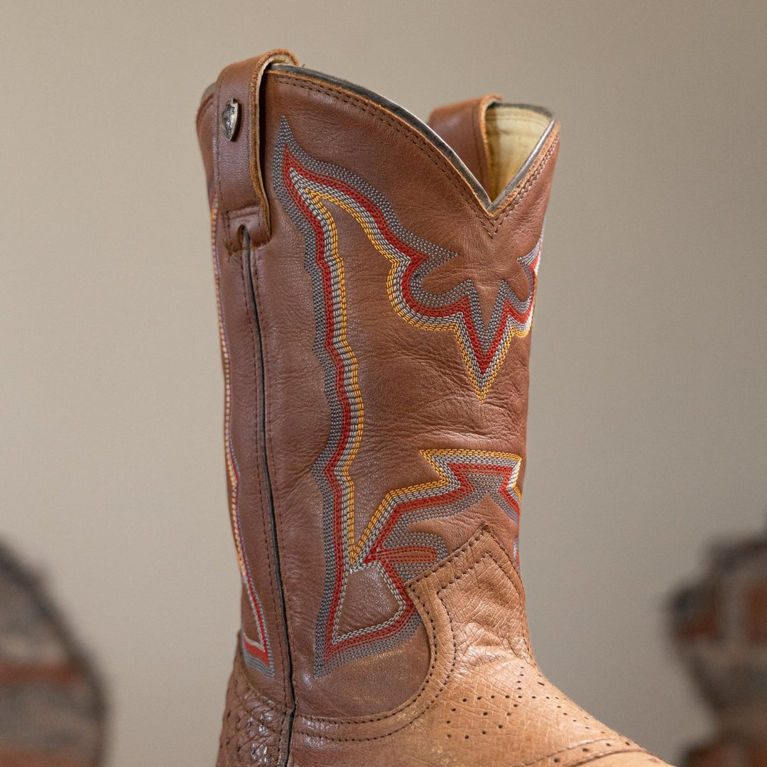 Bota Couro De Avestruz Legitimo Bico Redondo - Strut