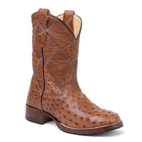 Bota em Couro de Avestruz Cheio Masculina Strut Tabaco - Strut
