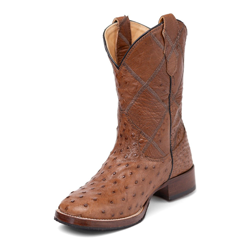 Bota em Couro de Avestruz Cheio Masculina Strut Tabaco - Strut