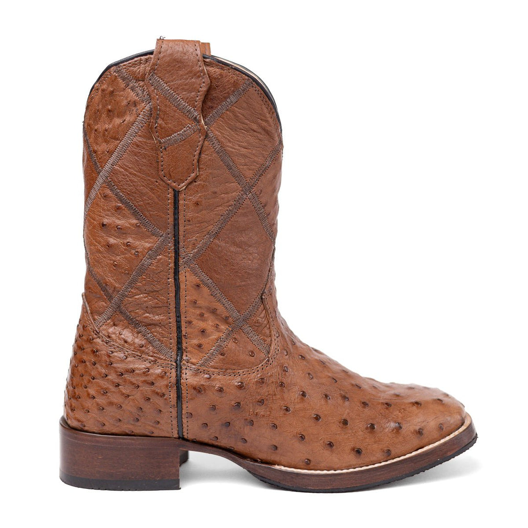 Bota em Couro de Avestruz Cheio Masculina Strut Tabaco - Strut