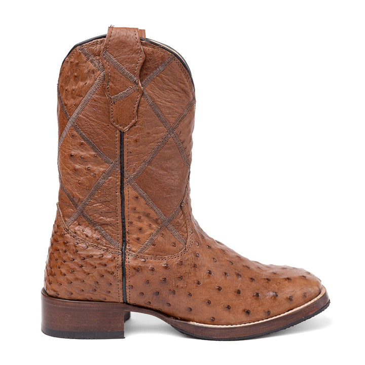 Bota em Couro de Avestruz Cheio Masculina Strut Tabaco - Strut