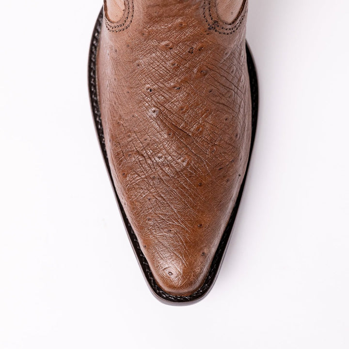 Bota Feminina em Couro de Avestruz Liso Bico Fino - Strut