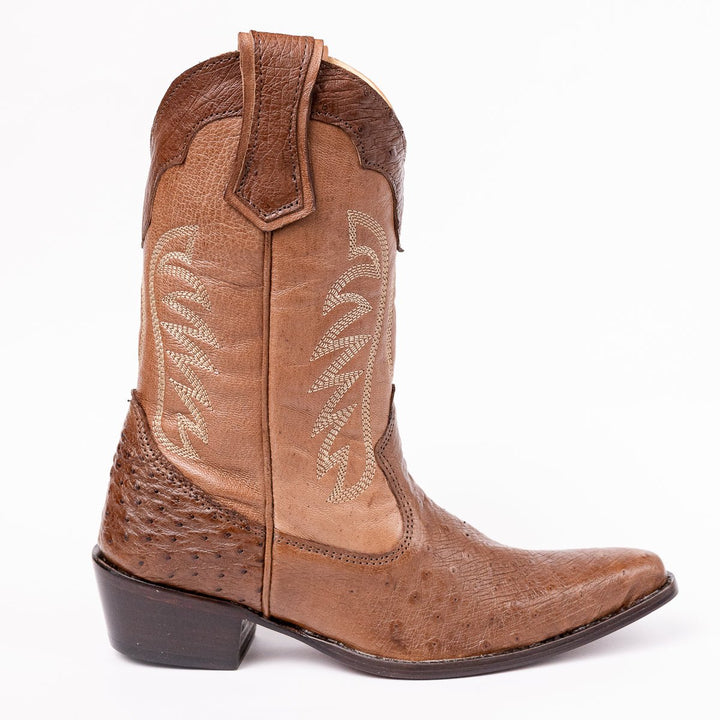 Bota Feminina em Couro de Avestruz Liso Bico Fino - Strut
