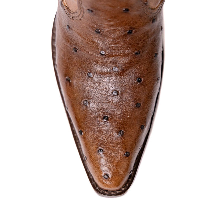 Bota Feminina Strut Couro De Avestruz Bico Fino - Strut