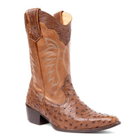 Bota Feminina Strut Couro De Avestruz Bico Fino - Strut