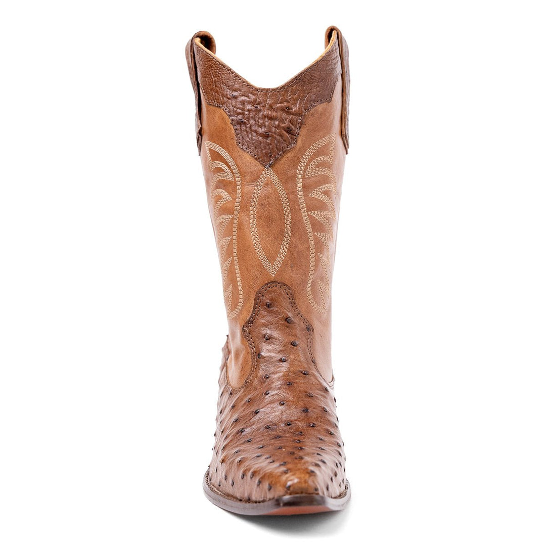 Bota Feminina Strut Couro De Avestruz Bico Fino - Strut