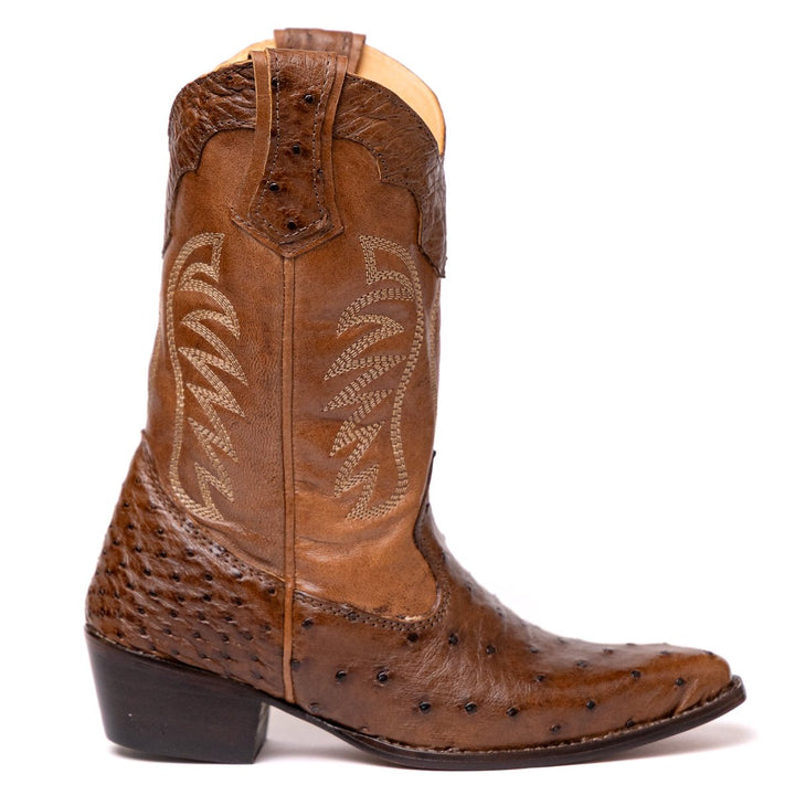 Bota Feminina Strut Couro De Avestruz Bico Fino - Strut