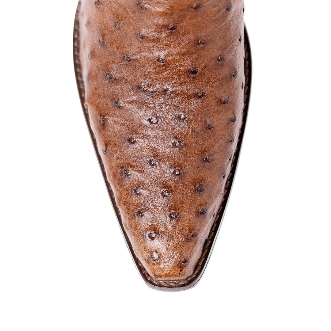 Bota Feminina Strut Couro De Avestruz Bico Fino - Strut