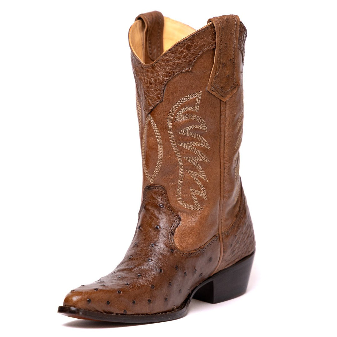 Bota Feminina Strut Couro De Avestruz Bico Fino - Strut