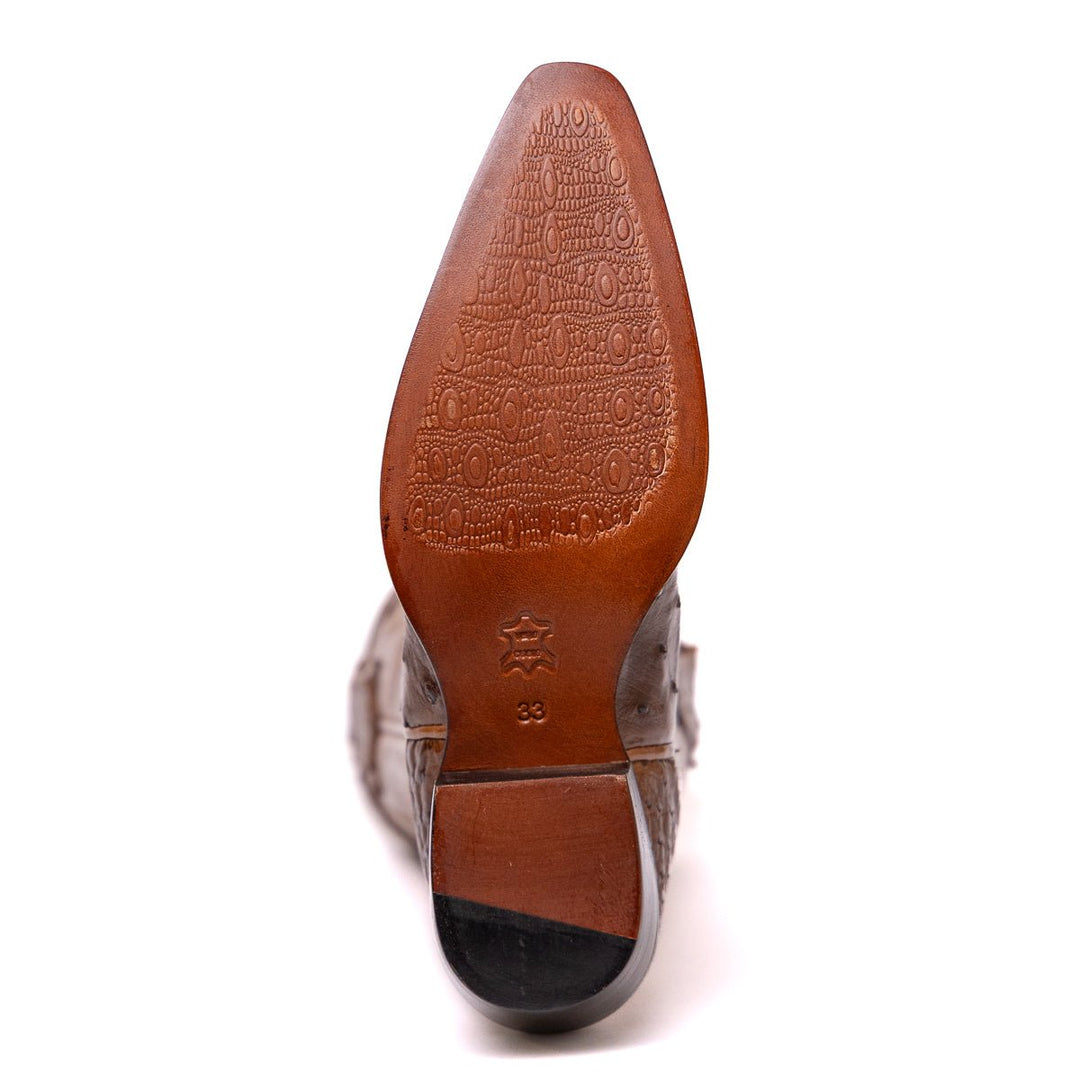Bota Feminina Strut Couro De Avestruz Bico Fino - Strut
