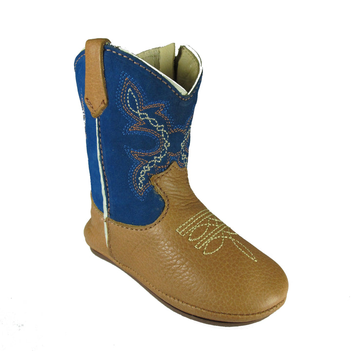 Bota Infantil Baby Couro Bovino Caramelo Azul - Strut