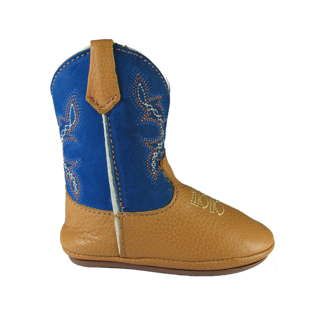 Bota Infantil Baby Couro Bovino Caramelo Azul - Strut