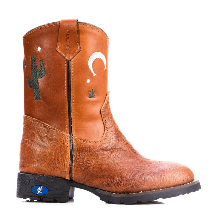 Bota Infantil em Couro de Carneiro Corrugado Caramelo - Strut