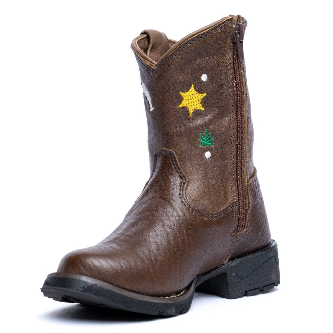 Bota Infantil em Couro de Carneiro Corrugado Tabaco - Strut