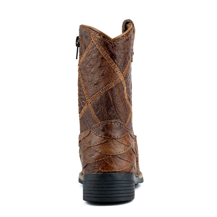 Bota Infantil Escamada em Couro de Avestruz Strut Cano Manta Whisky - Strut