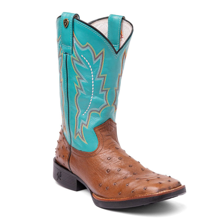 Bota Masculina Couro De Avestruz Legitimo Bico Quadrado - Strut