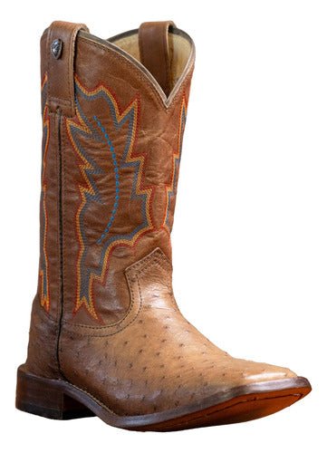 Bota Masculina Couro De Avestruz Legitimo Bico Quadrado - Strut