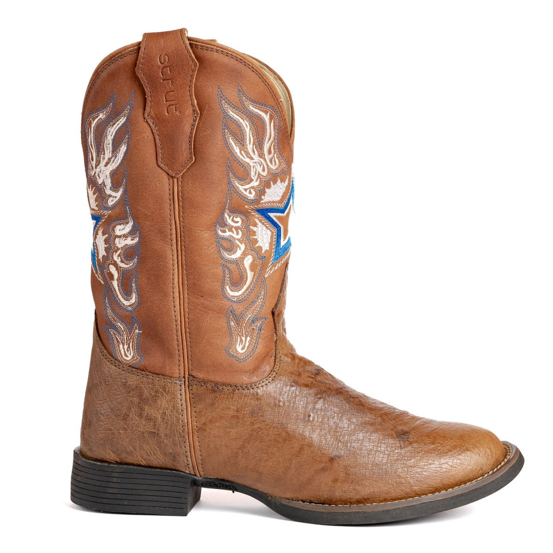 Bota Masculina em Couro de Avestruz Liso Tabaco - Strut