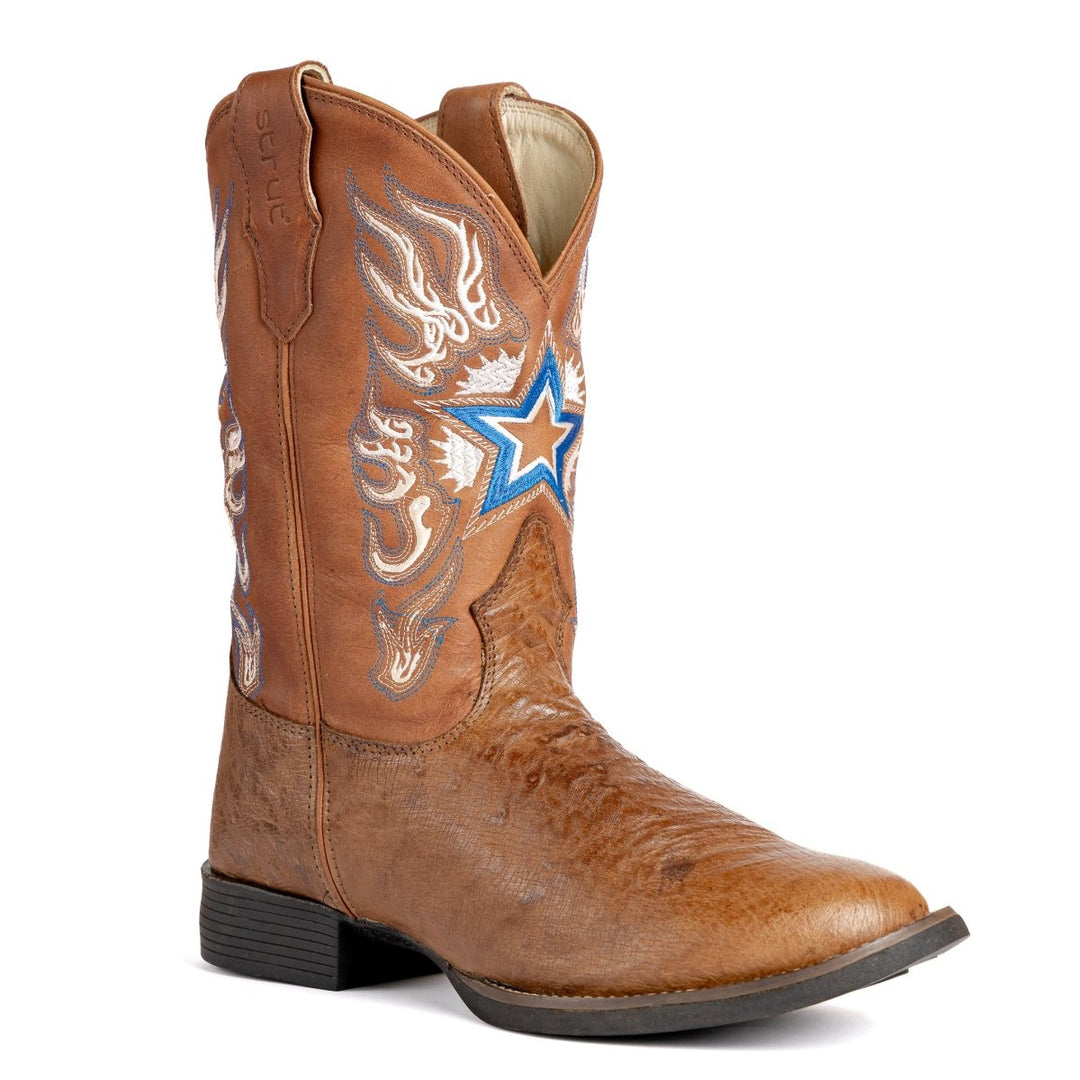Bota Masculina em Couro de Avestruz Liso Tabaco - Strut