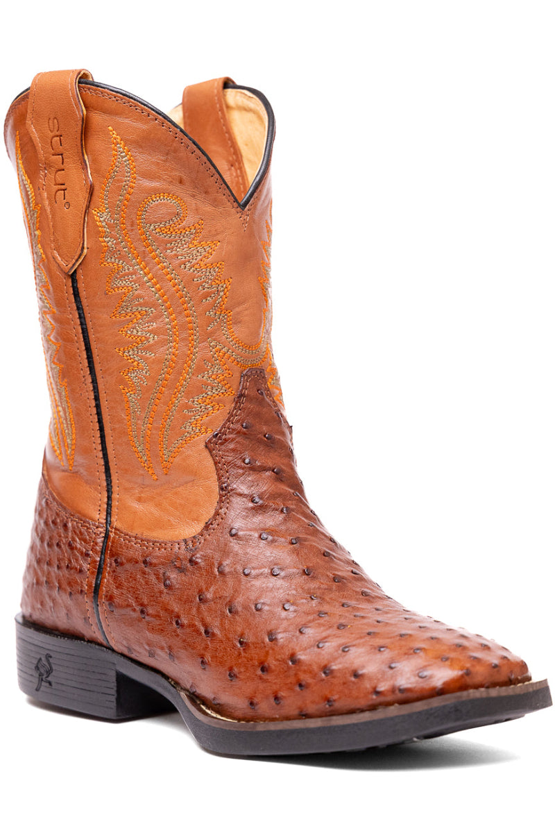 Bota Masculina Strut Couro De Avestruz Cheio St011 Caramelo - Strut