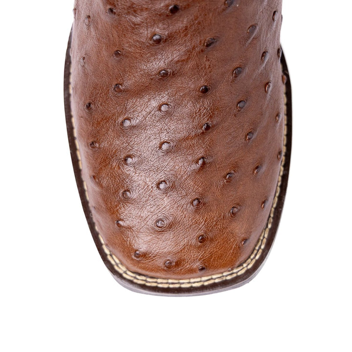 Bota Masculina Strut Couro De Avestruz Cheio ST011 - Tabaco - Strut