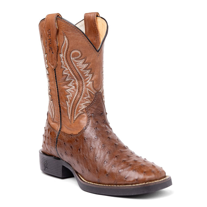 Bota Masculina Strut Couro De Avestruz Cheio ST011 - Tabaco - Strut