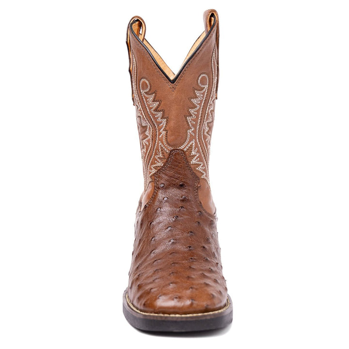 Bota Masculina Strut Couro De Avestruz Cheio ST011 - Tabaco - Strut