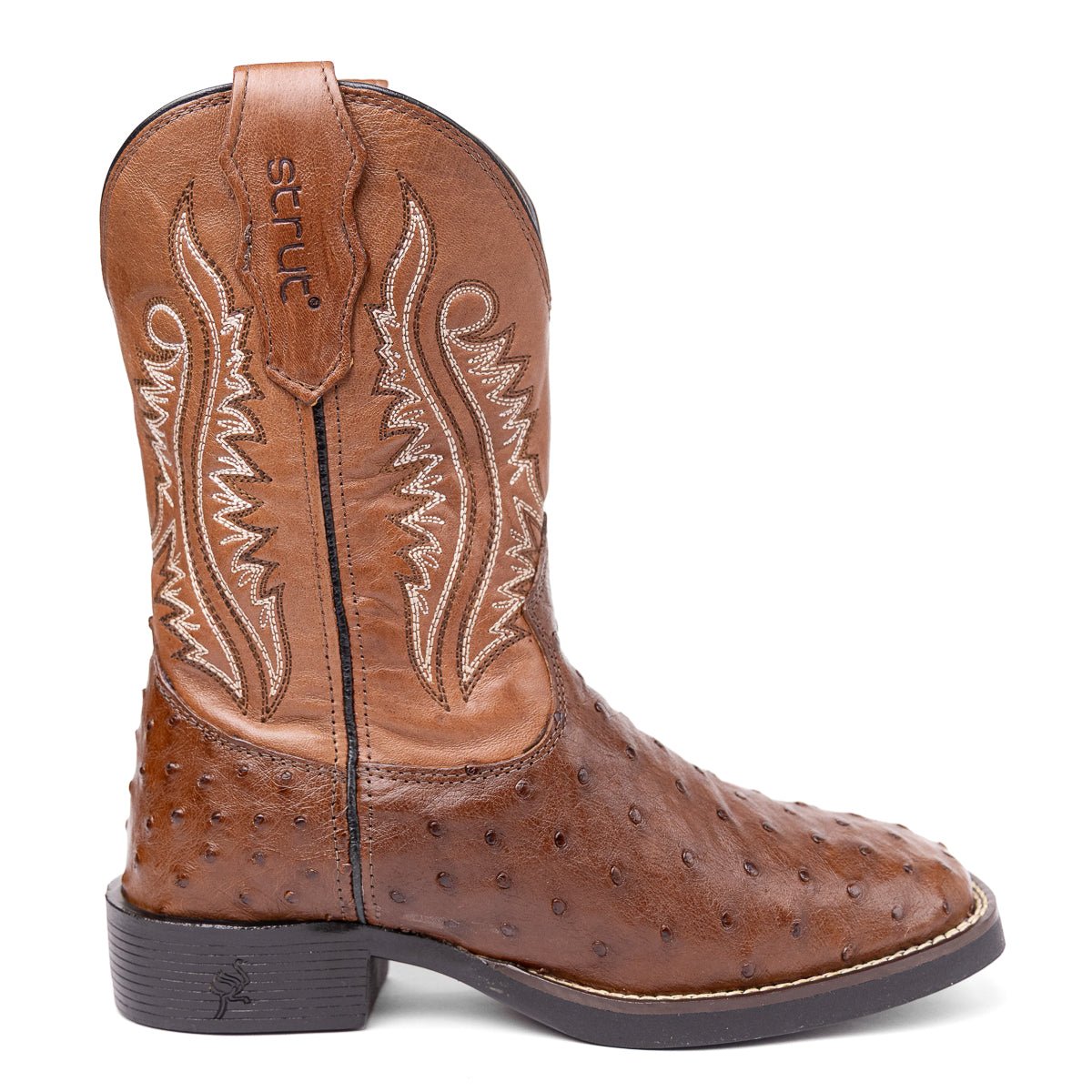 Bota Masculina Strut Couro De Avestruz Cheio ST011 - Tabaco - Strut