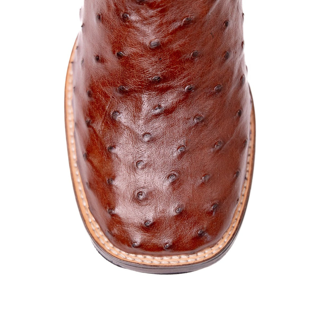 Bota Masculina Strut Couro De Avestruz Cheio St012 Caramelo - Strut