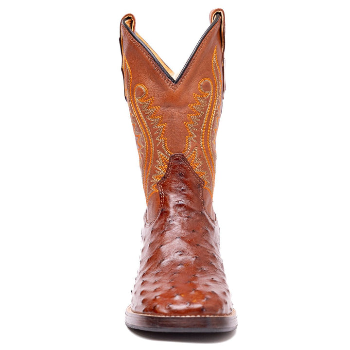 Bota Masculina Strut Couro De Avestruz Cheio St012 Caramelo - Strut
