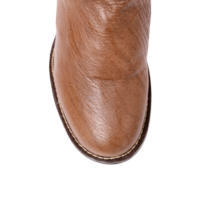 Bota Masculina Strut Couro De Avestruz Liso Bico Redondo - Strut