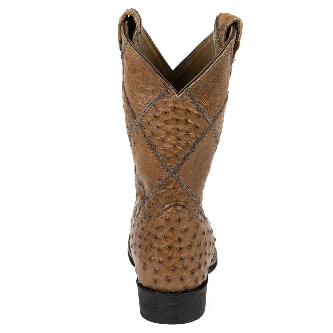 Bota Masculina Strut em Couro de Avestruz Cheio Tabaco ST009 - Strut