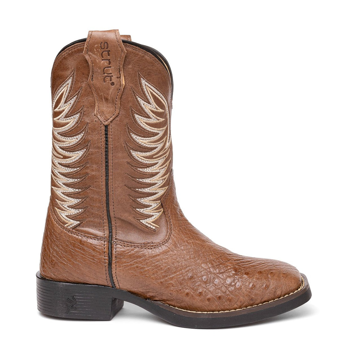 Bota Masculina Strut em Couro de Avestruz Liso - Tabaco - Strut