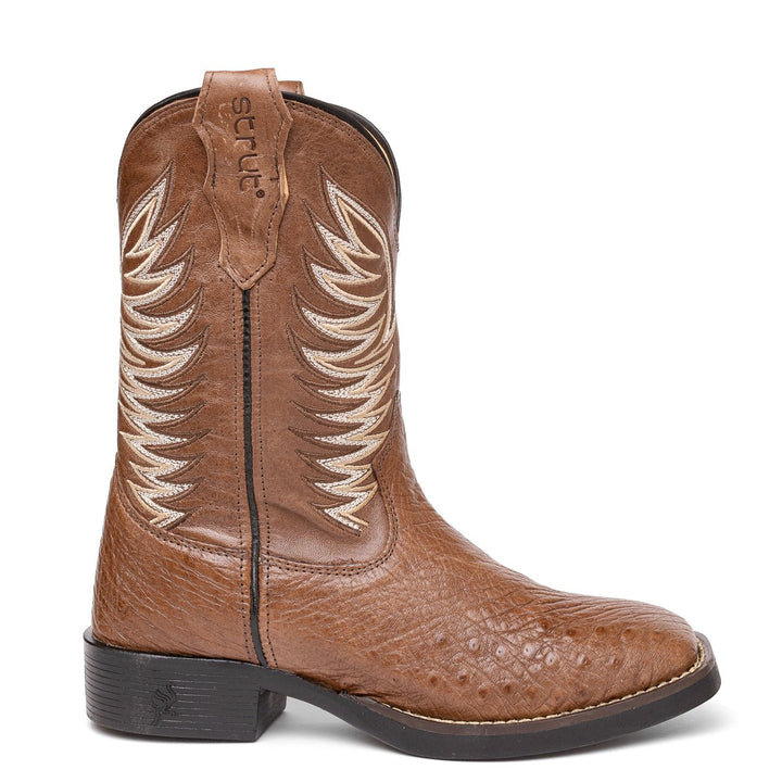 Bota Masculina Strut em Couro de Avestruz Liso - Tabaco - Strut
