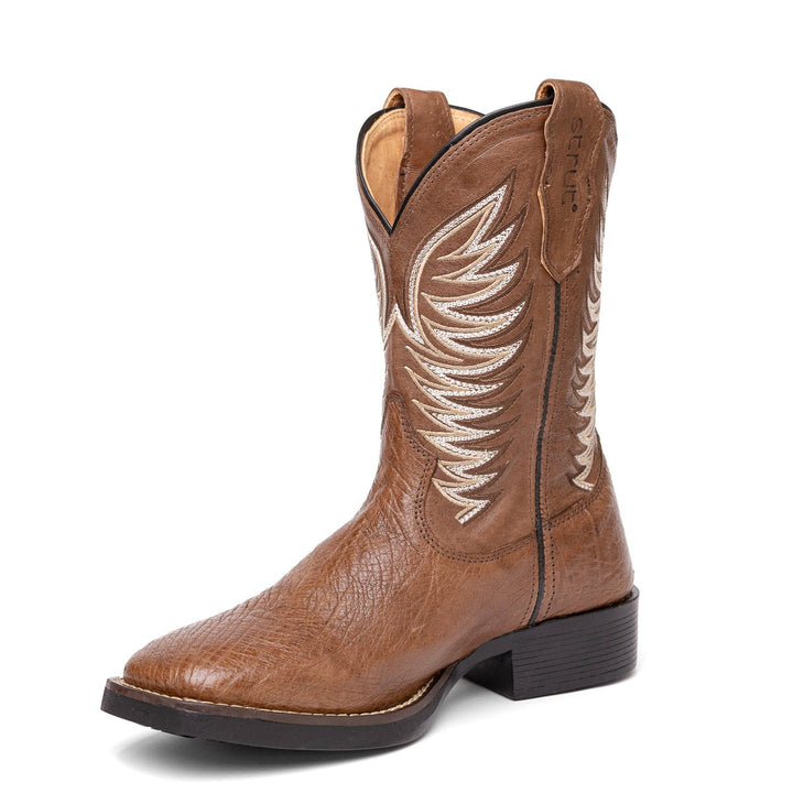 Bota Masculina Strut em Couro de Avestruz Liso - Tabaco - Strut