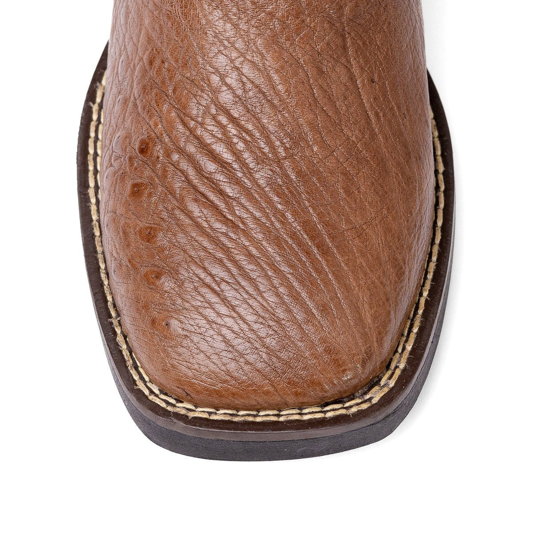 Bota Masculina Strut em Couro de Avestruz Liso - Tabaco - Strut