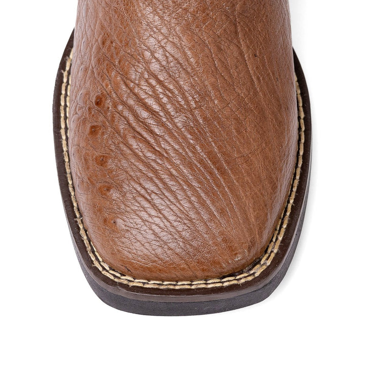 Bota Masculina Strut em Couro de Avestruz Liso - Tabaco - Strut