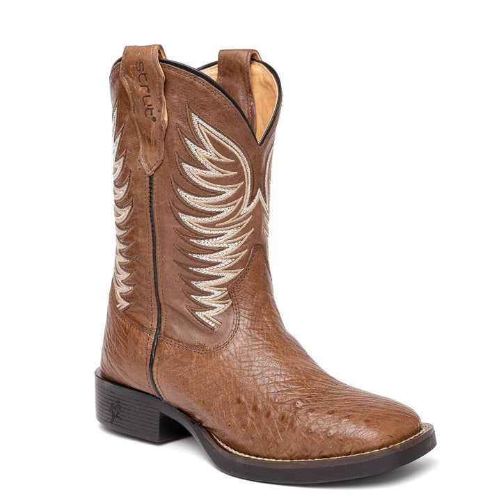 Bota Masculina Strut em Couro de Avestruz Liso - Tabaco - Strut