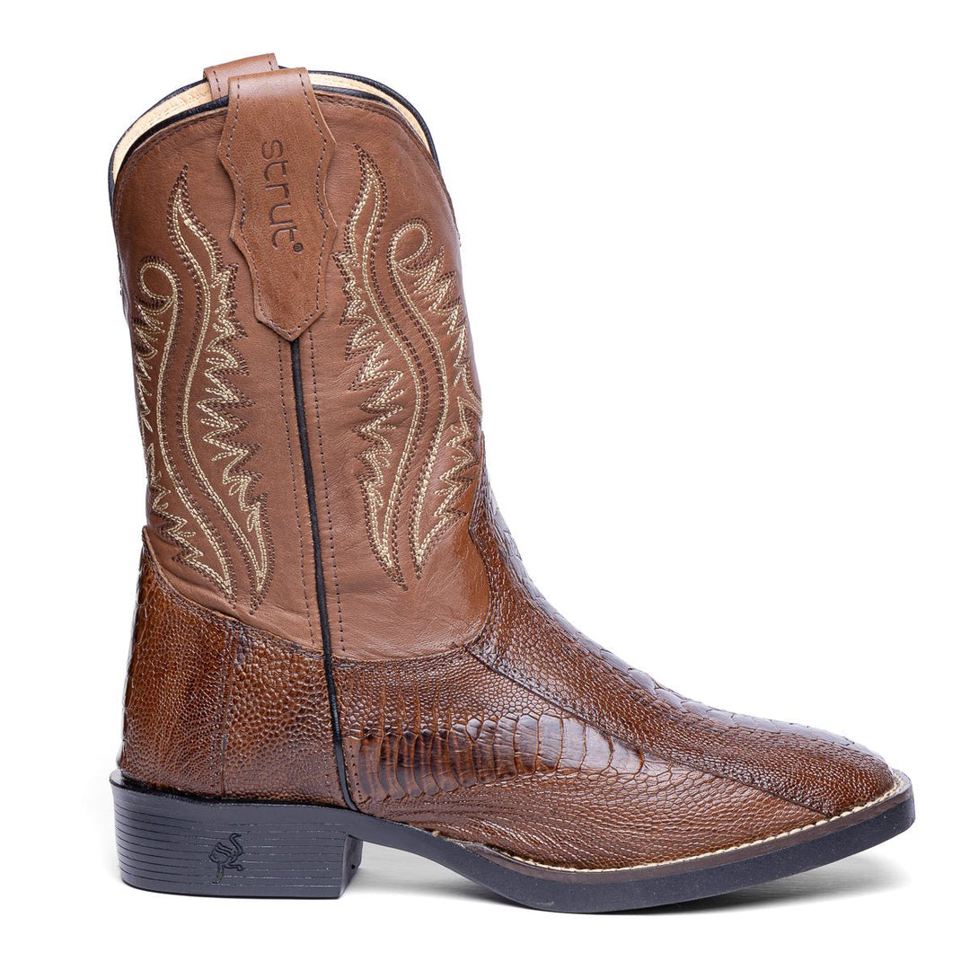 Bota Masculina Strut em Couro de Canela Cano Bordado - Tabaco - Strut