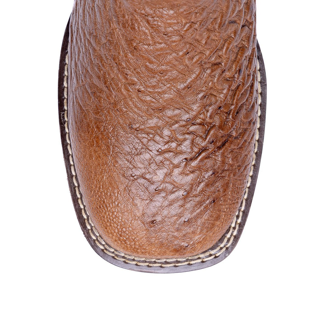 Bota Masculina Strut ST011 Em Couro De Avestruz Liso - Tabaco - Strut