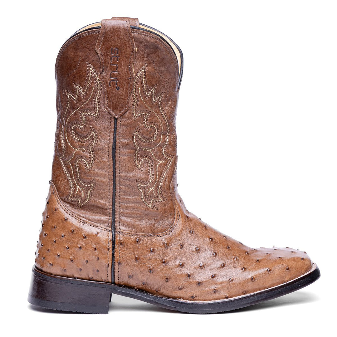 Bota Masculina Strut ST029 Couro de Avestruz e Cano Bordado - Strut
