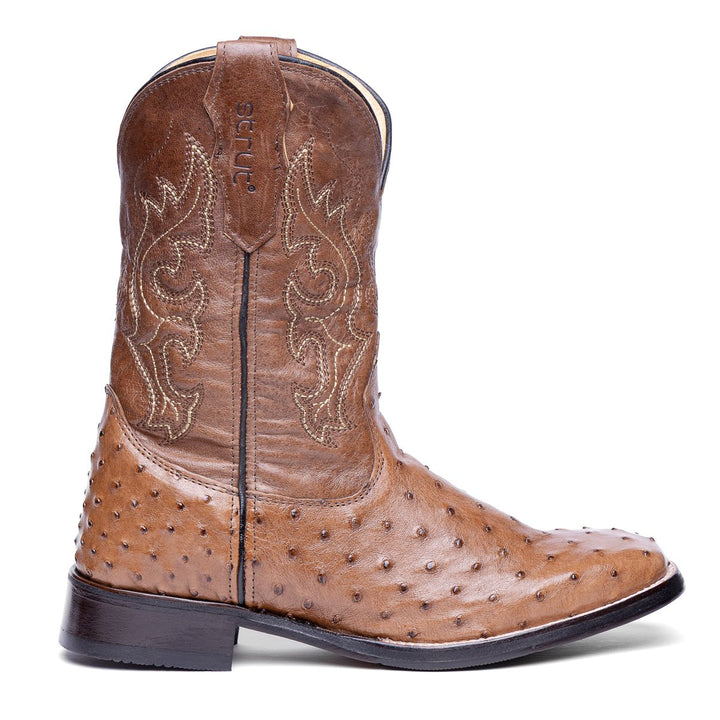 Bota Masculina Strut ST029 Couro de Avestruz e Cano Bordado - Strut